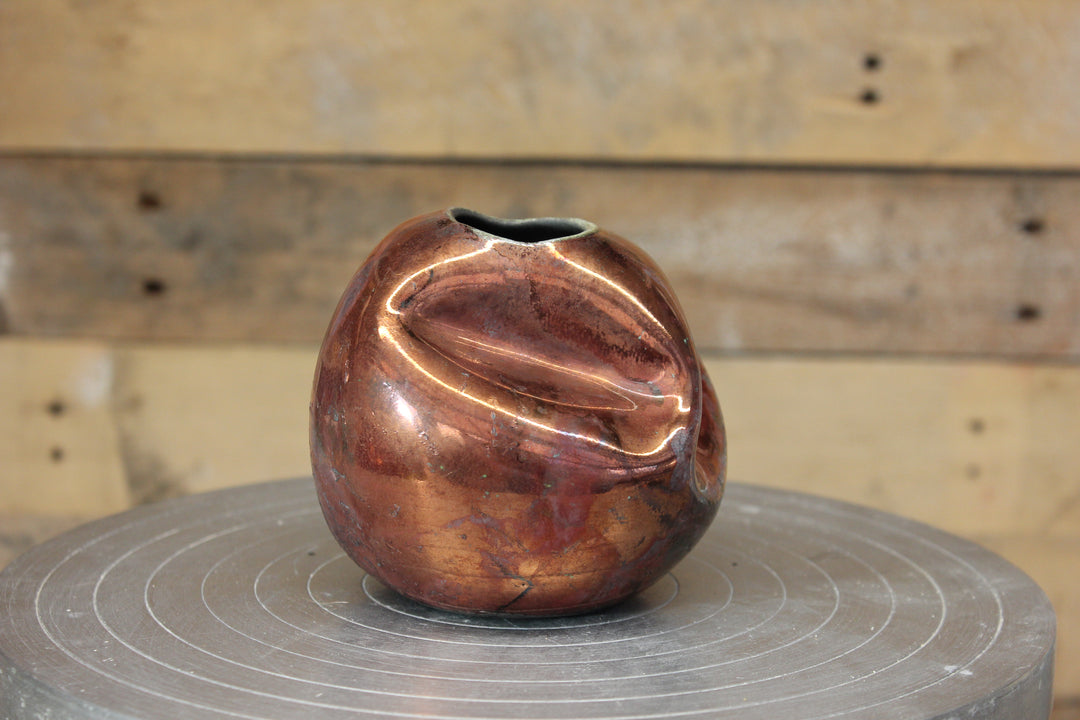 Electric Copper raku vase