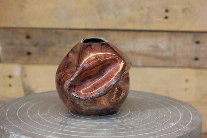 Electric Copper raku vase