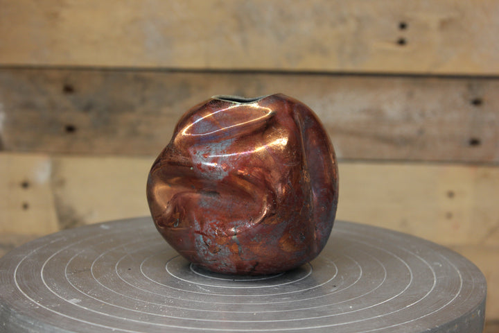 Electric Copper raku vase