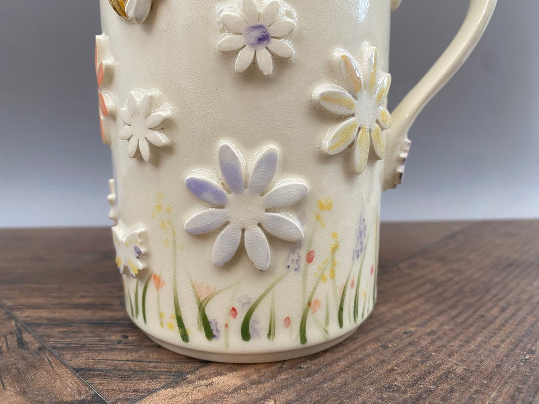 Handcrafted Floral Mug with Bees and Butterflies – Unique Hand-Painted Ceramic Mug 11