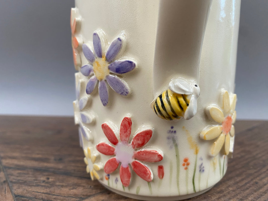 Handcrafted Floral Mug with Bees and Butterflies – Unique Hand-Painted Ceramic Mug  12